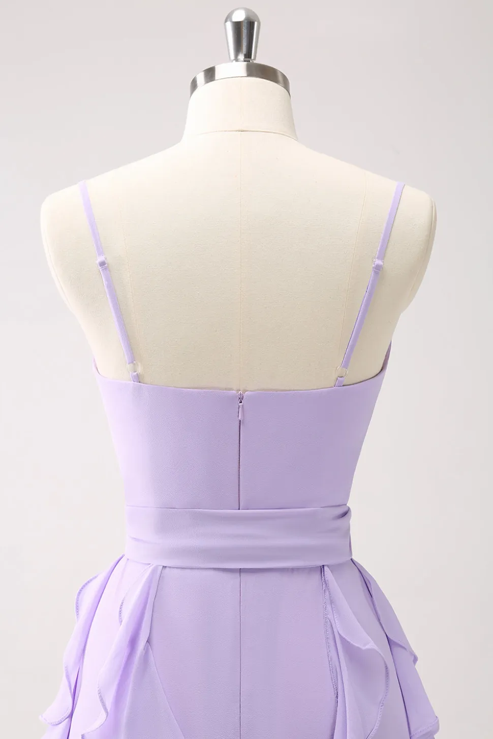 Lilás A-Line Chiffon babado vestido de dama de honra com fenda