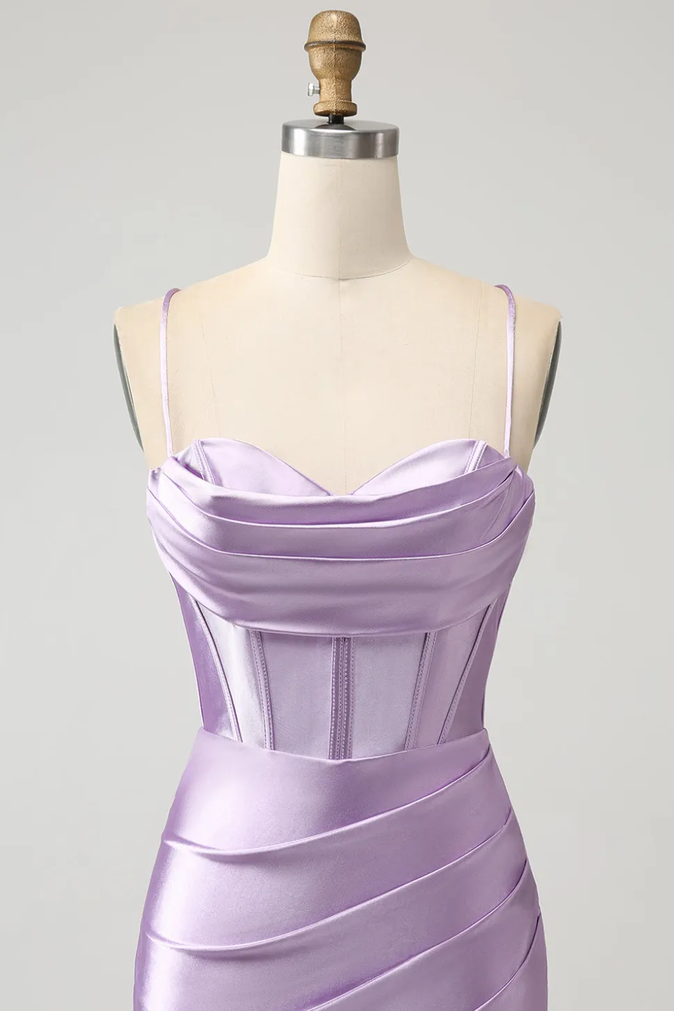 Lilás Bodycon Esparguete Correias Espartilho Cetim Vestido Curto Homecoming