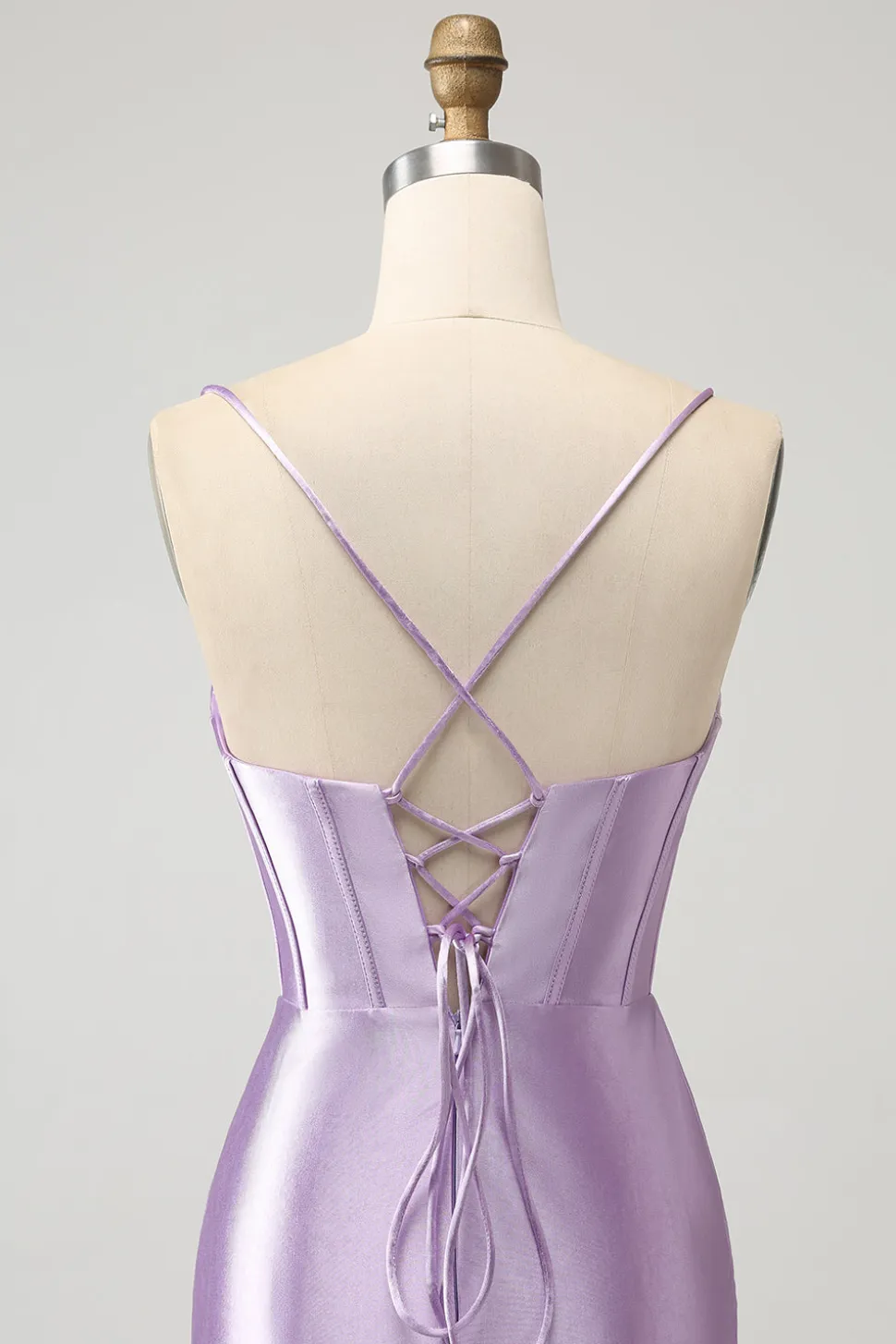 Lilás Bodycon Esparguete Correias Espartilho Cetim Vestido Curto Homecoming