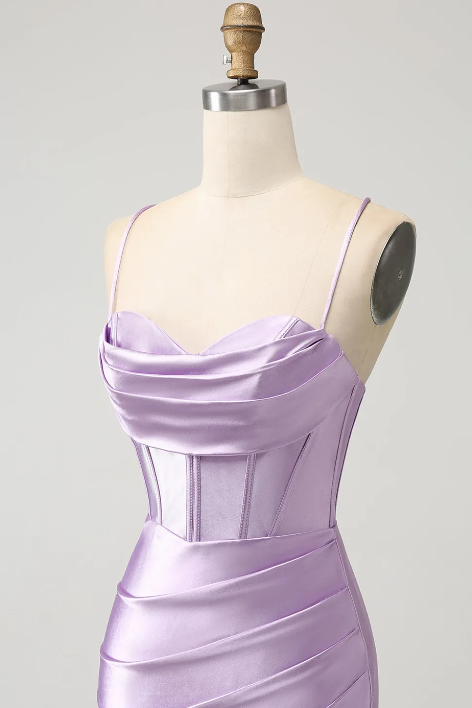 Lilás Bodycon Esparguete Correias Espartilho Cetim Vestido Curto Homecoming
