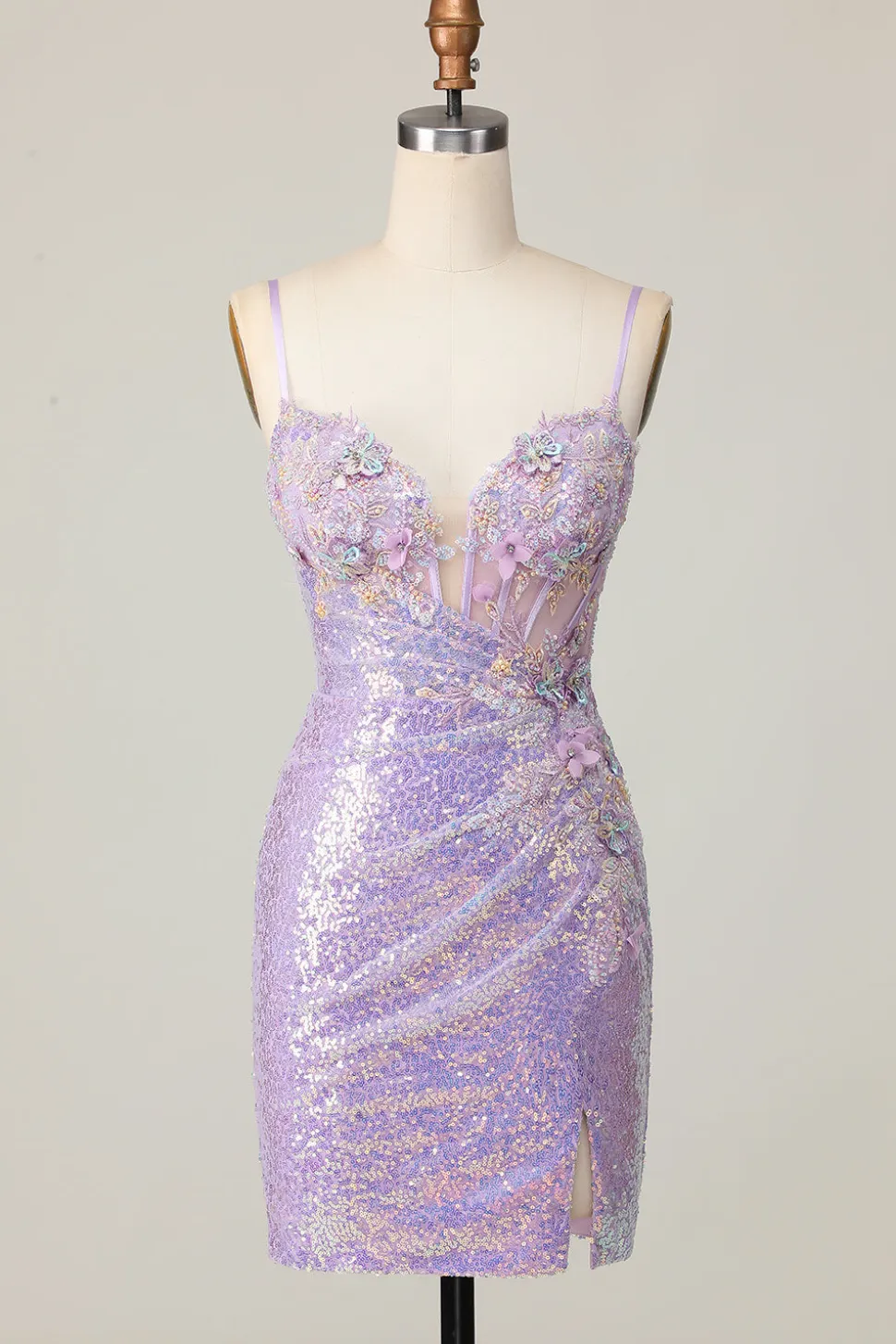Lilás Brilhante Bodycon Espartilho Curto/Mini Vestidos Cocktail