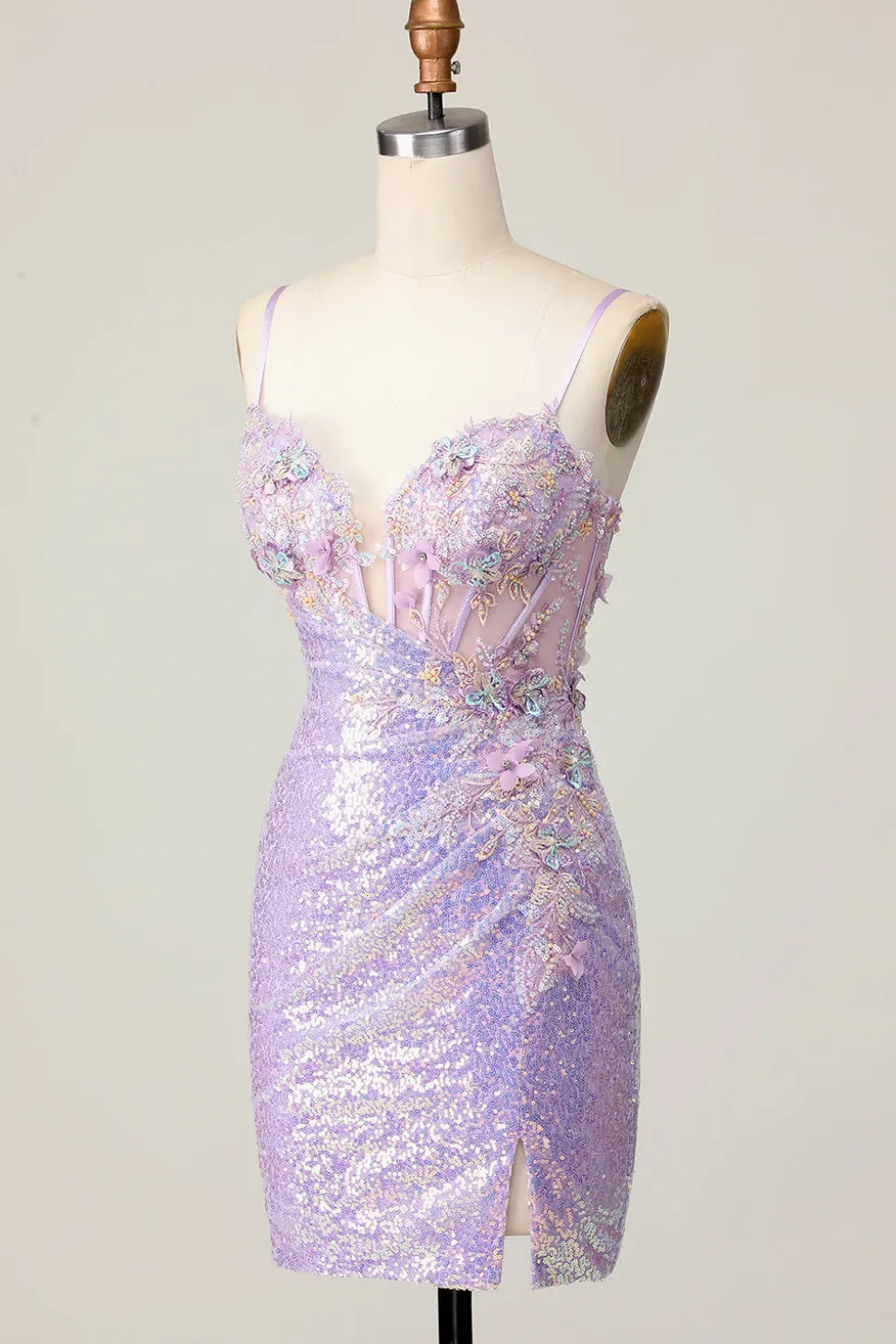 Lilás Brilhante Bodycon Espartilho Curto/Mini Vestidos Cocktail