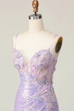 Lilás Brilhante Bodycon Espartilho Curto/Mini Vestidos Cocktail