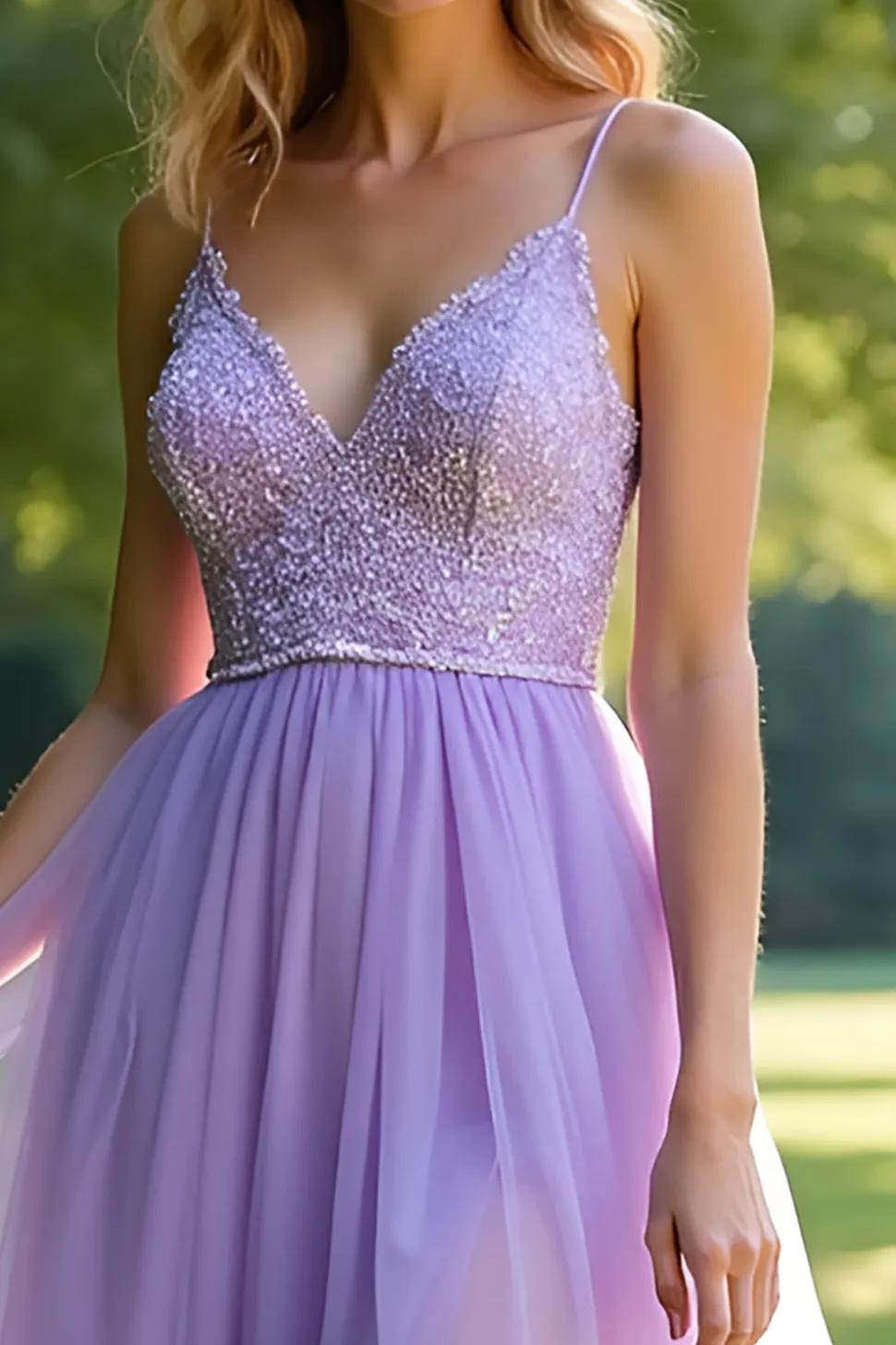 Lilás Brilhante Uma Linha Esparguete Correias Renda Vestido Longo Baile Com Fenda