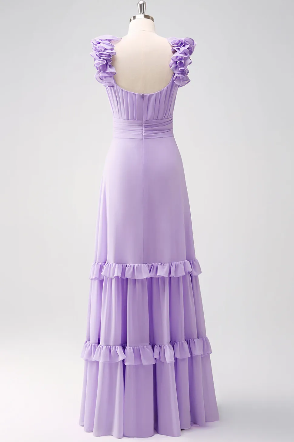 Lilás Chiffon A-Line Ruched Vestido de Madrinha com Folhos