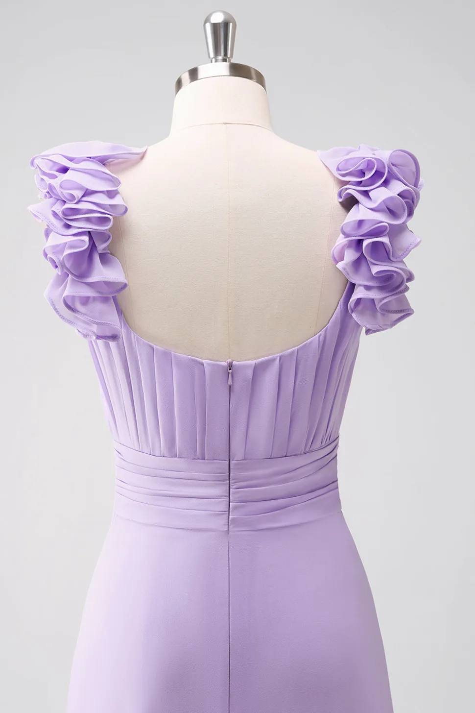 Lilás Chiffon A-Line Ruched Vestido de Madrinha com Folhos