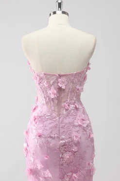 Lilás Espartilho Trompete/sereia Longos Vestido De Baile com Fenda