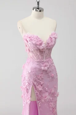 Lilás Espartilho Trompete/sereia Longos Vestido De Baile com Fenda