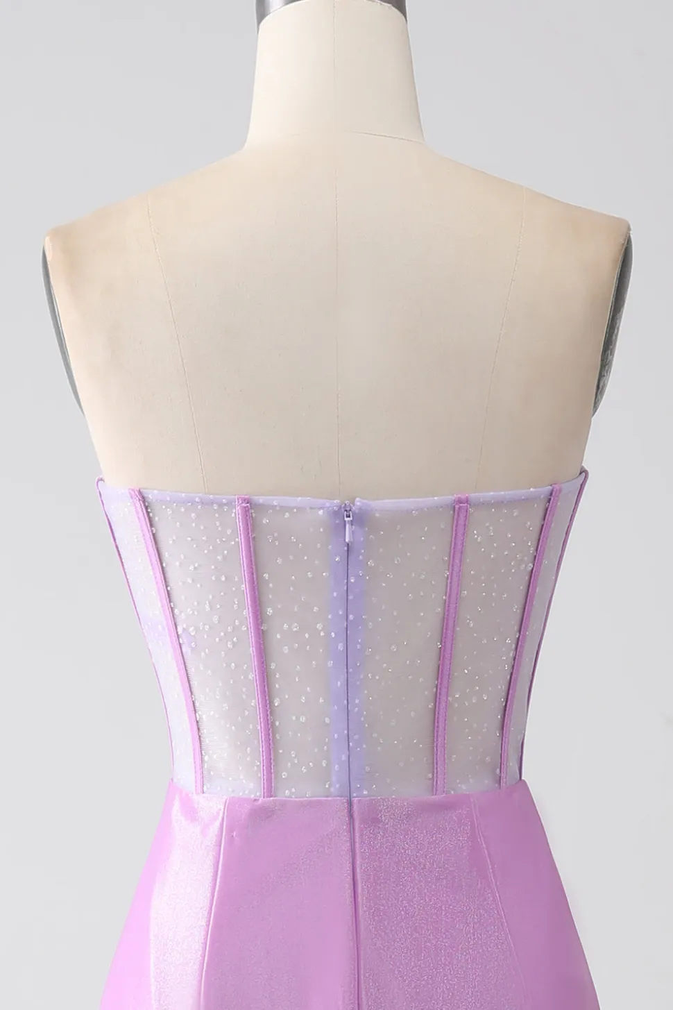 Lilás Sereia Strapless Corset Prom Dress com Fenda