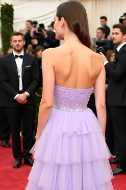 Lilás Uma Linha Querida Sequins Tiered Tulle Gala Dress