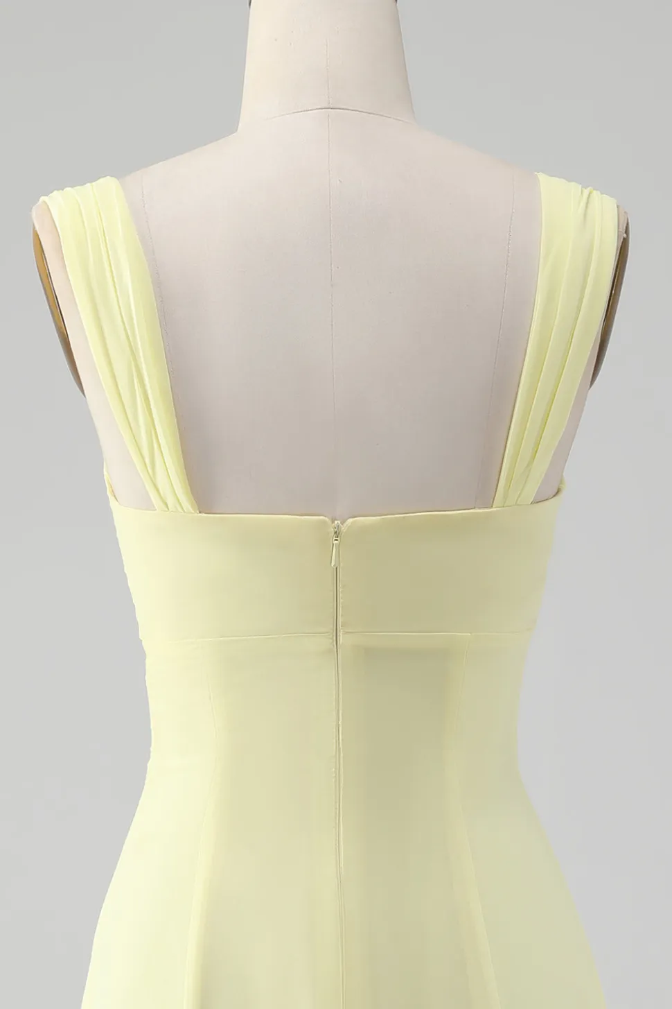 Limão Amarelo Keyhole Uma linha longo vestido de dama de honra
