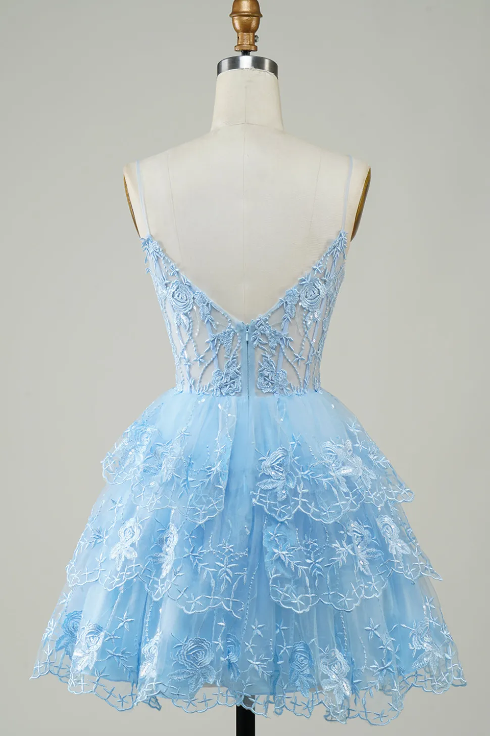 Lindo A Line Espaghetti Correias Azul Escuro Espartilho Brilhante Homecoming Dress