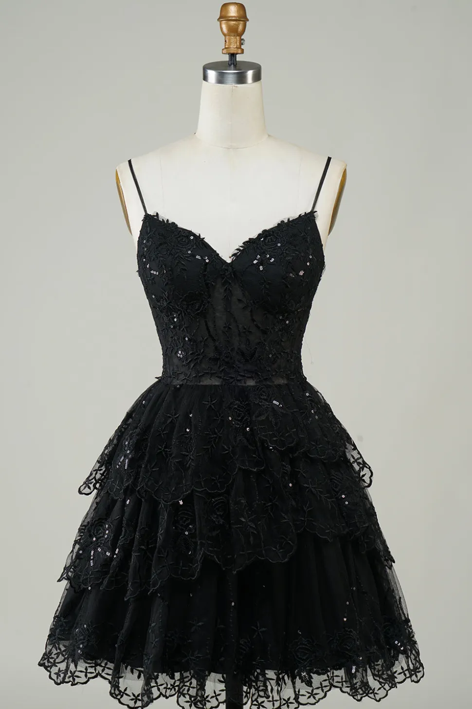 Lindo A Line Espaghetti Correias Azul Escuro Espartilho Brilhante Homecoming Dress