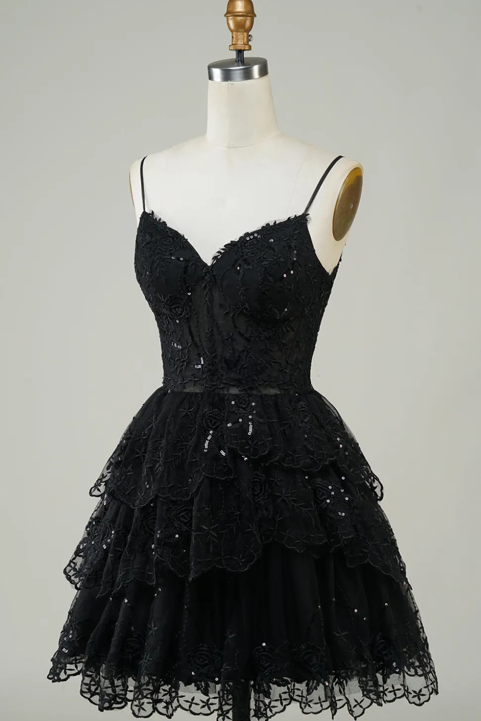 Lindo A Line Espaghetti Correias Azul Escuro Espartilho Brilhante Homecoming Dress