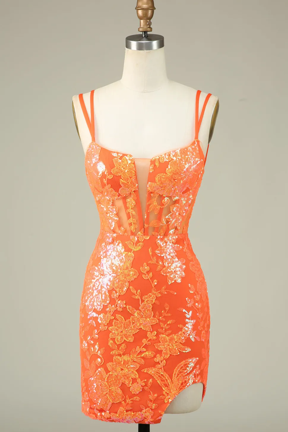 Lindo Hot Pink Bodycon Lace Up Glittler Vestido Curto Homecoming com Fenda