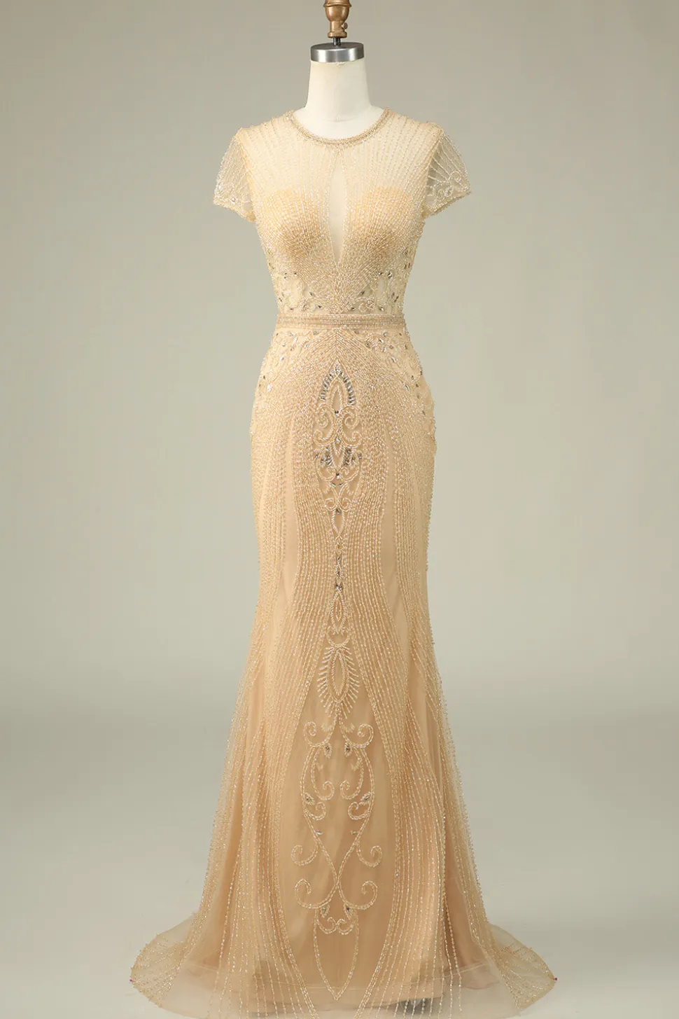 Lindo Vestido de Baile de Baile de Joia de Sereia Pescoço Borgonha com Missangas
