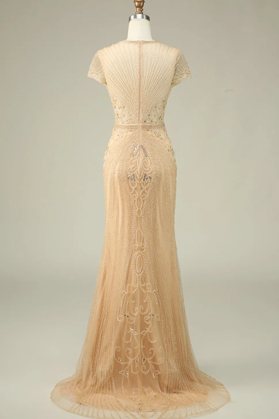 Lindo Vestido de Baile de Baile de Joia de Sereia Pescoço Borgonha com Missangas