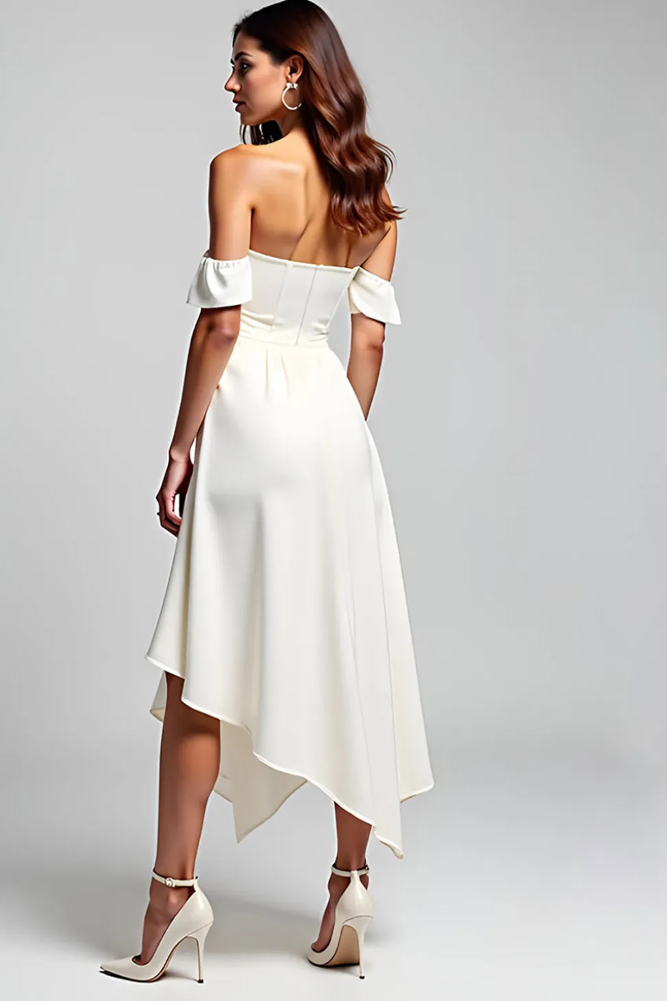 Linha-A Branco Fora do Ombro Chiffon Longo Vestidos Cerimónia