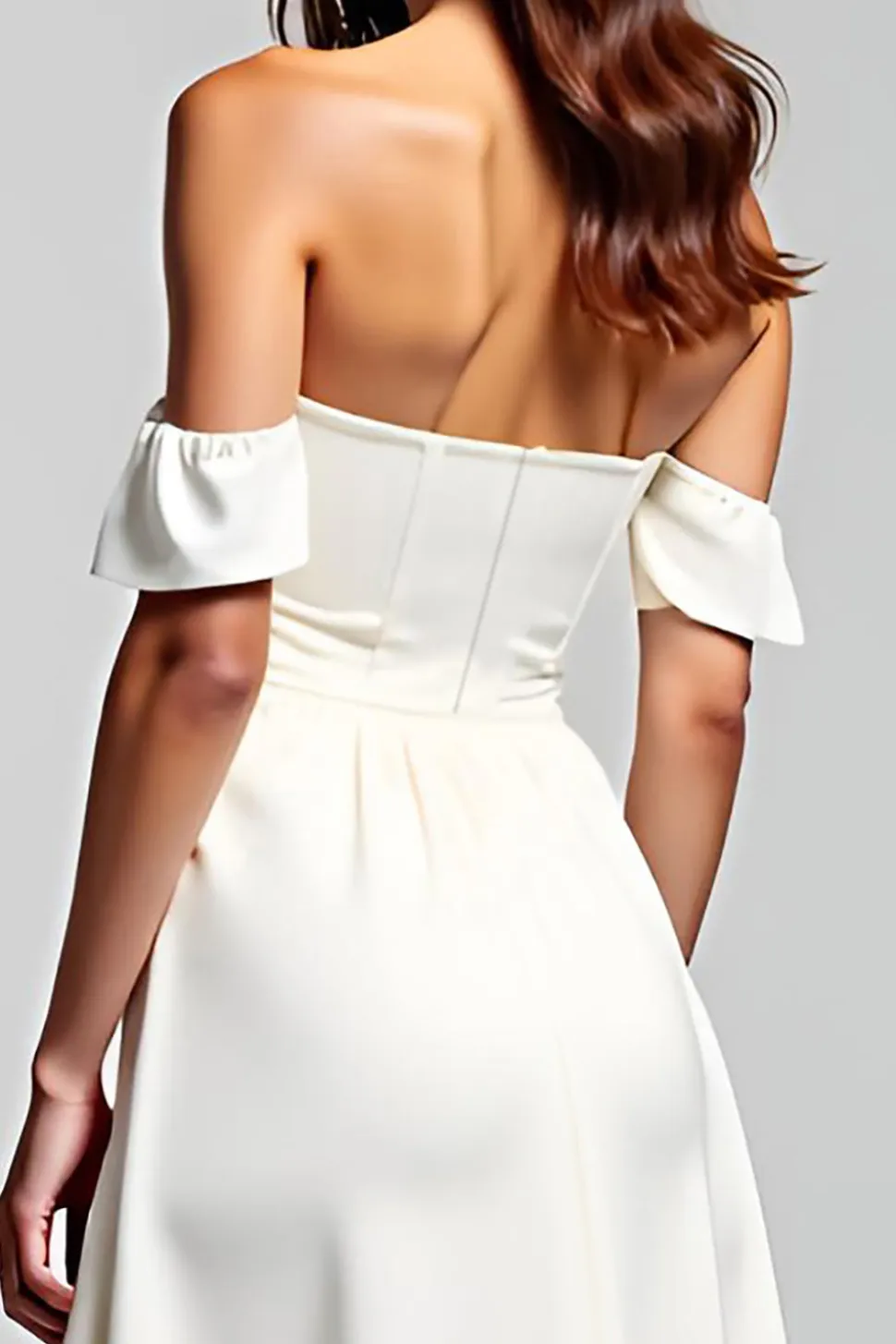 Linha-A Branco Fora do Ombro Chiffon Longo Vestidos Cerimónia