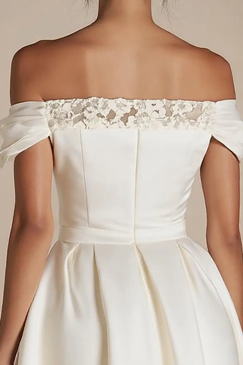 Linha-A Sem Ombros Renda Mini Vestido de Formatura