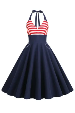 Listras Halter Vestido dos anos 1950
