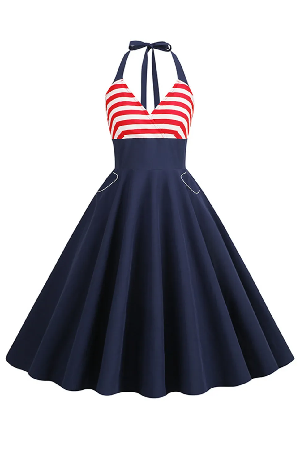 Listras Halter Vestido dos anos 1950