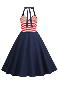 Listras Halter Vestido dos anos 1950