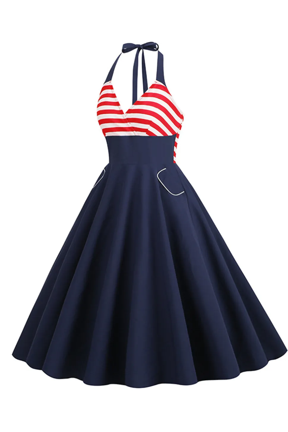 Listras Halter Vestido dos anos 1950