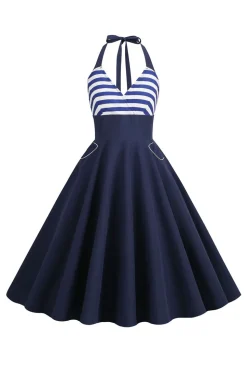 Listras Halter Vestido dos anos 1950