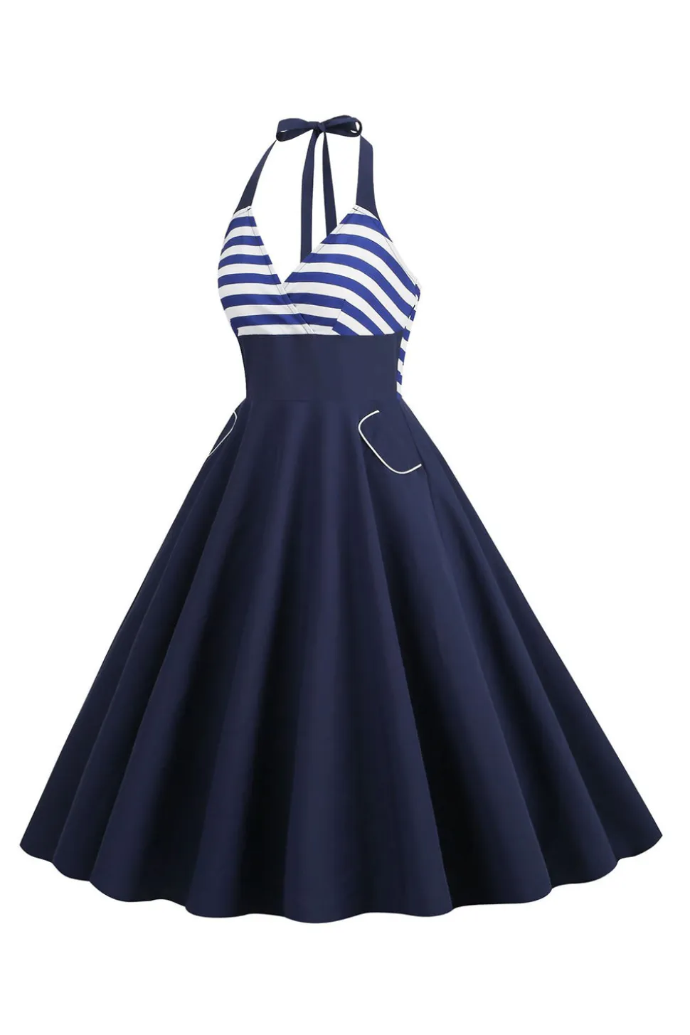 Listras Halter Vestido dos anos 1950