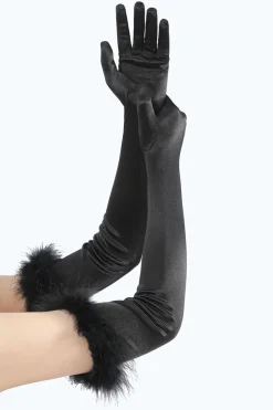 Luvas de festa de Gatsby preto com penas