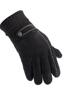 Luvas de lã para homens preto