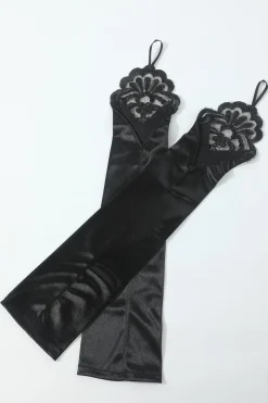 Luvas pretas de colar de seis peças acessórios de festa de 1920