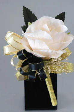 Luxo Preto Branco Homecoming Corsage Pulso e Conjunto Boutonniere Masculino