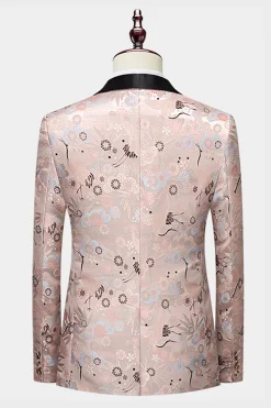 Luz Khaki Jacquard Xaile Lapela 2 Peças Homens Prom Suits
