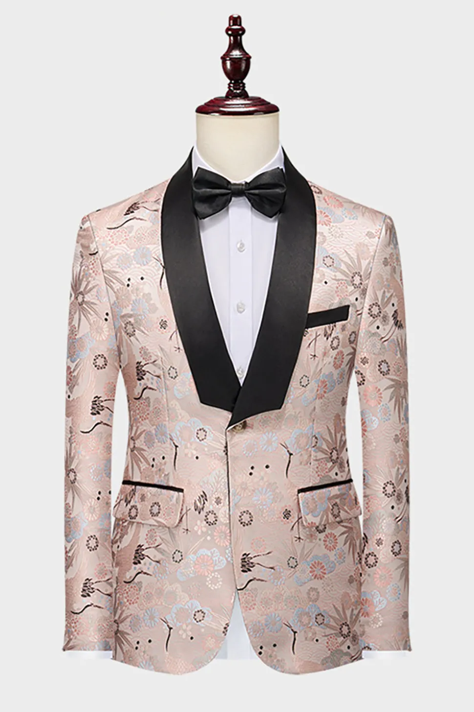 Luz Khaki Jacquard Xaile Lapela 2 Peças Homens Prom Suits