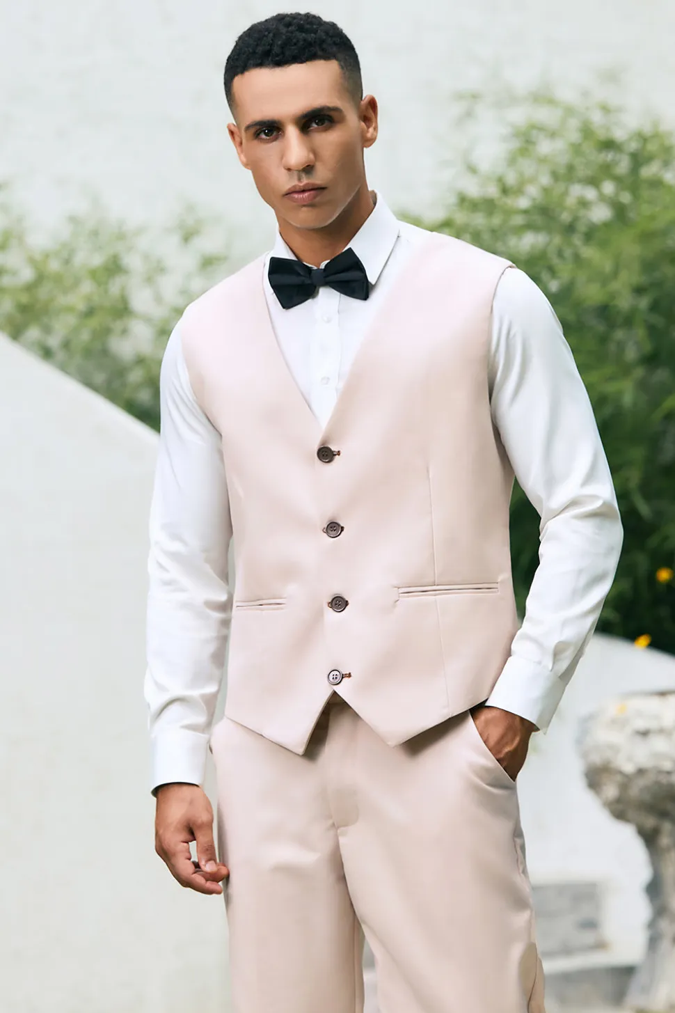 Luz Khaki Pico Lapela 3 Peça Um Botão Masculino Prom Suits