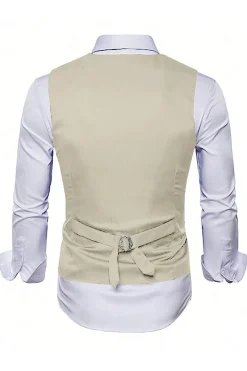Luz Khaki Plaid Notched Lapela 3 Peças Ternos Masculinos