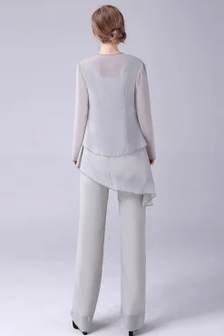 Macacão / Pantsuit separa Scoop tornozelo-comprimento Chiffon mãe do vestido da noiva
