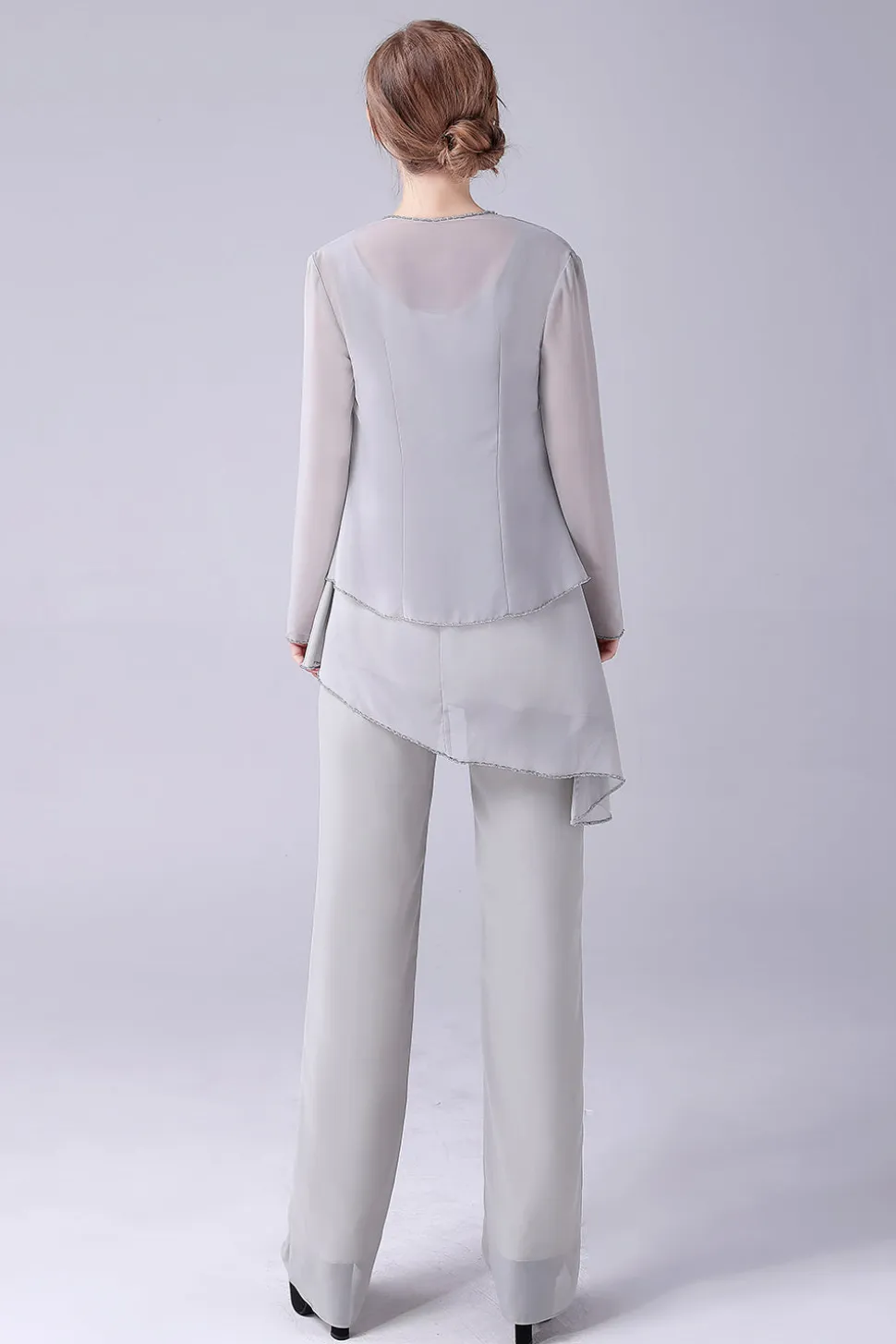 Macacão / Pantsuit separa Scoop tornozelo-comprimento Chiffon mãe do vestido da noiva