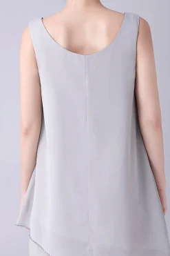 Macacão / Pantsuit separa Scoop tornozelo-comprimento Chiffon mãe do vestido da noiva
