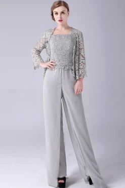 Macacão Sliver / Pantsuit Separa Lace Chiffon Mãe do Vestido da Noiva