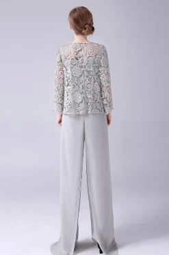 Macacão Sliver / Pantsuit Separa Lace Chiffon Mãe do Vestido da Noiva