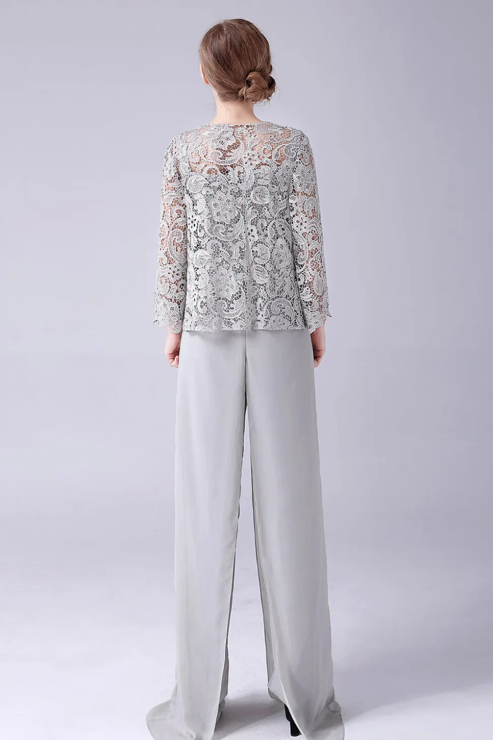 Macacão Sliver / Pantsuit Separa Lace Chiffon Mãe do Vestido da Noiva