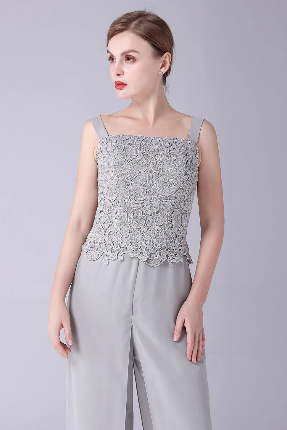 Macacão Sliver / Pantsuit Separa Lace Chiffon Mãe do Vestido da Noiva