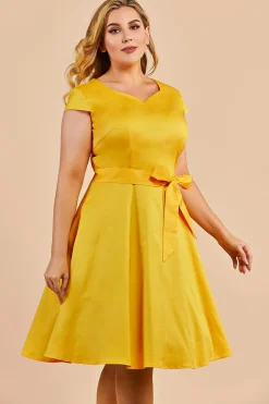 Mais tamanho amarelo vintage 1950s vestido