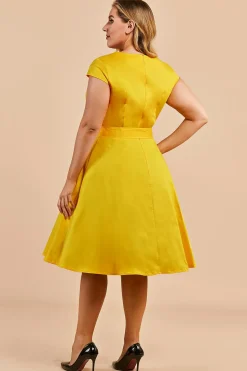 Mais tamanho amarelo vintage 1950s vestido