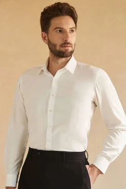 Mangas Compridas Branca Camisa de Terno