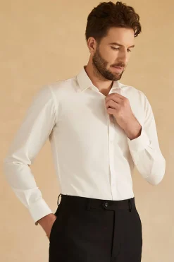 Mangas Compridas Branca Camisa de Terno
