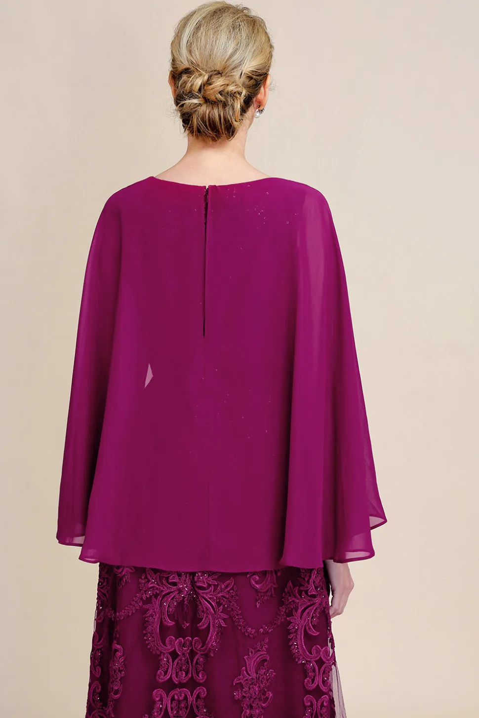 Mangas de Batwing Borgonha Vestido Mãe de Noiva